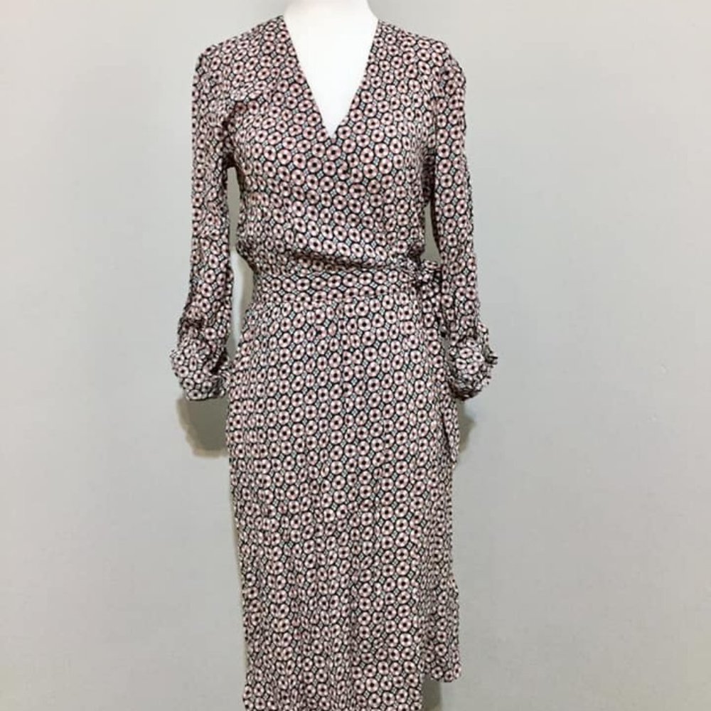 H&M Abstract Floral Midi Wrap Dress